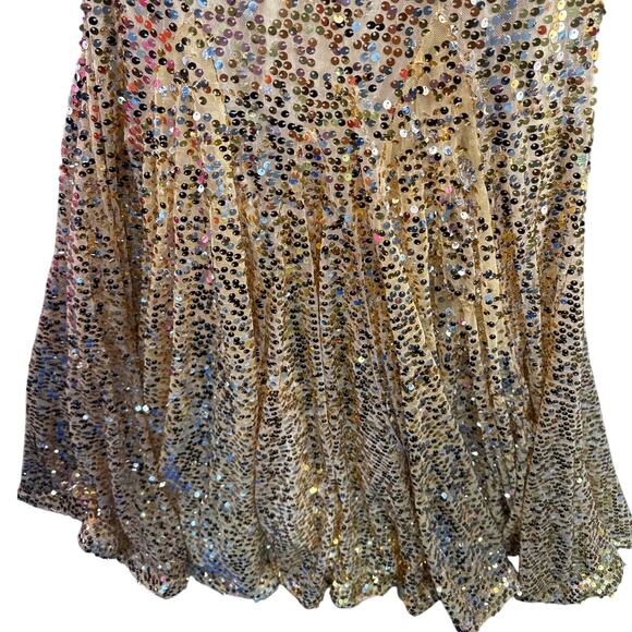 Tony Bowls Paris Vintage Strapless Gold Beaded Sequin Ball Gown Prom Dress 0 - Picture 4 of 11